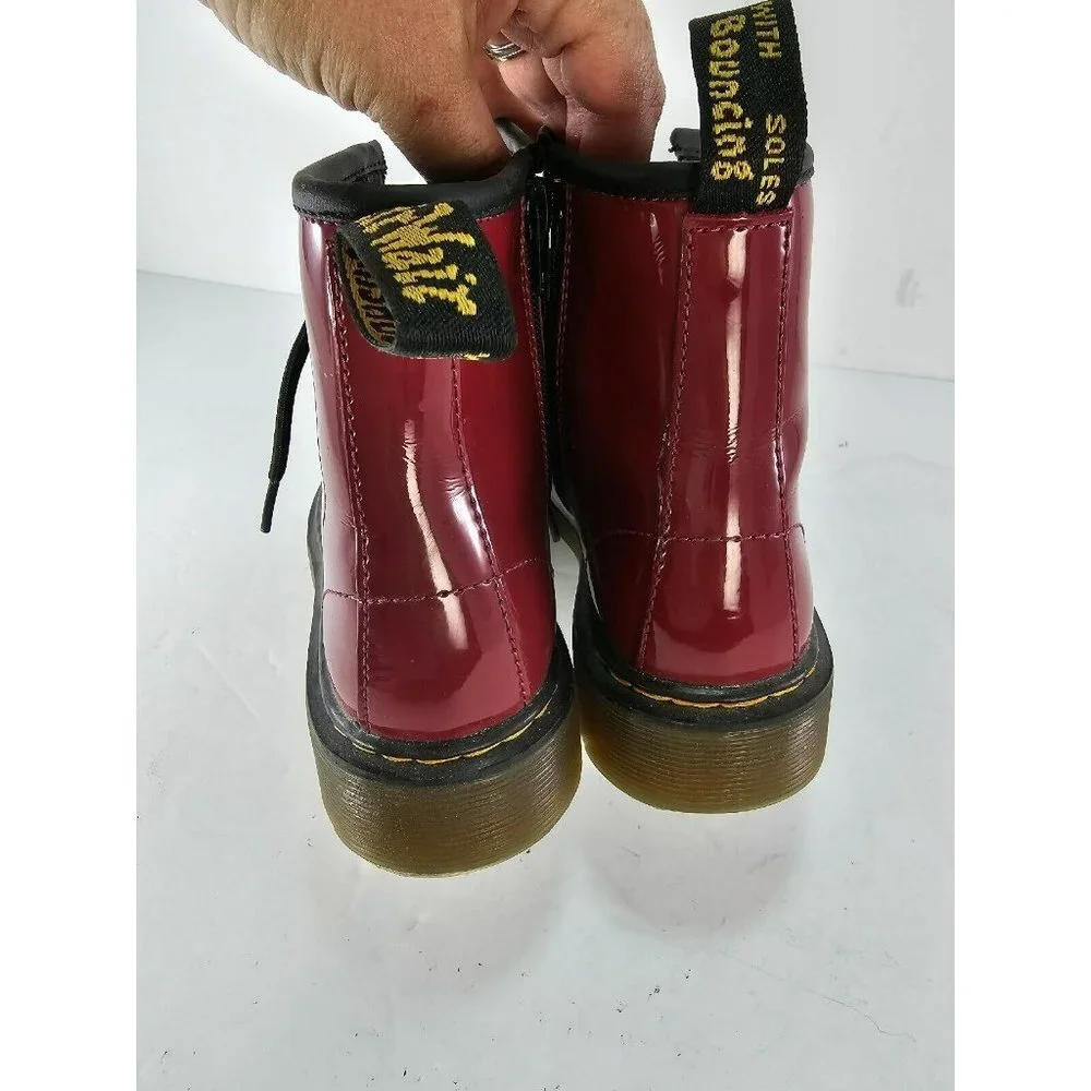 Dr Martens Doc Sz 3 Girls 1460 Red Maroon Air Wair Combat-Boots Zip-Sides EU34